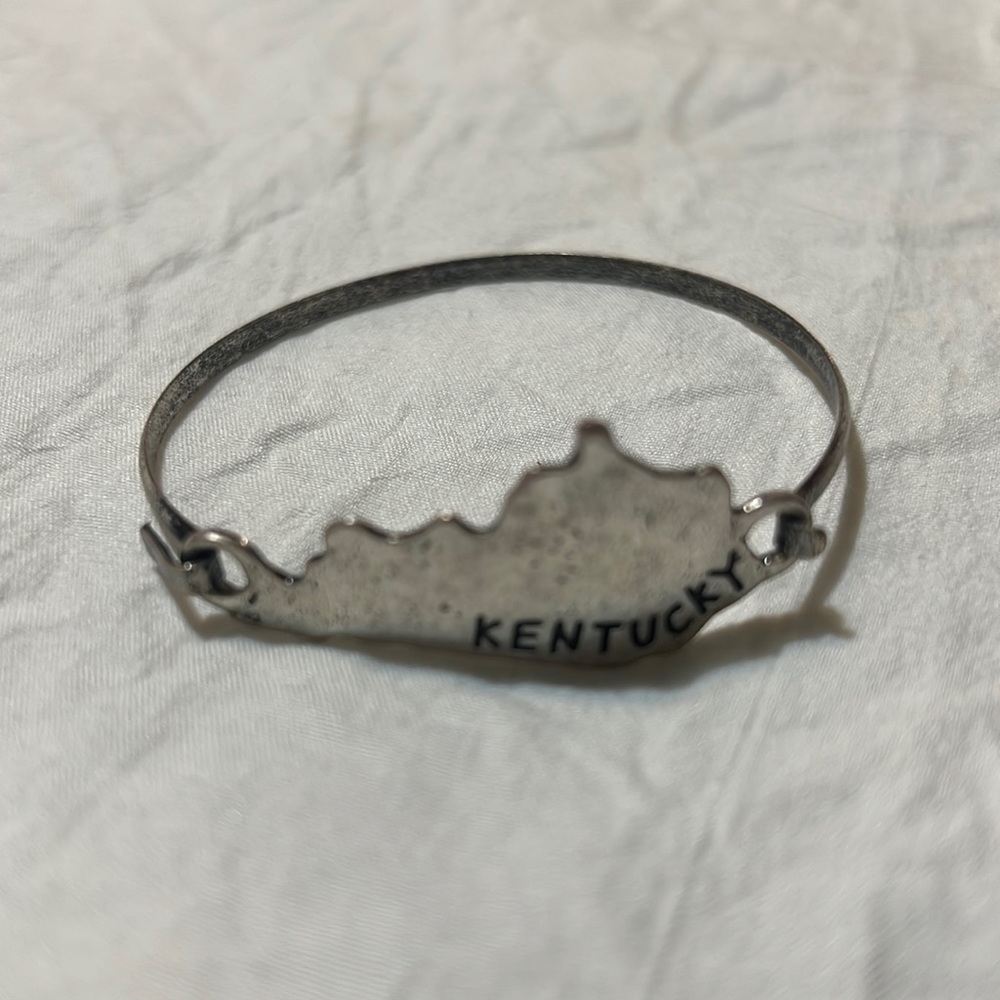 Silvertone State of Kentucky Shape Bracelet